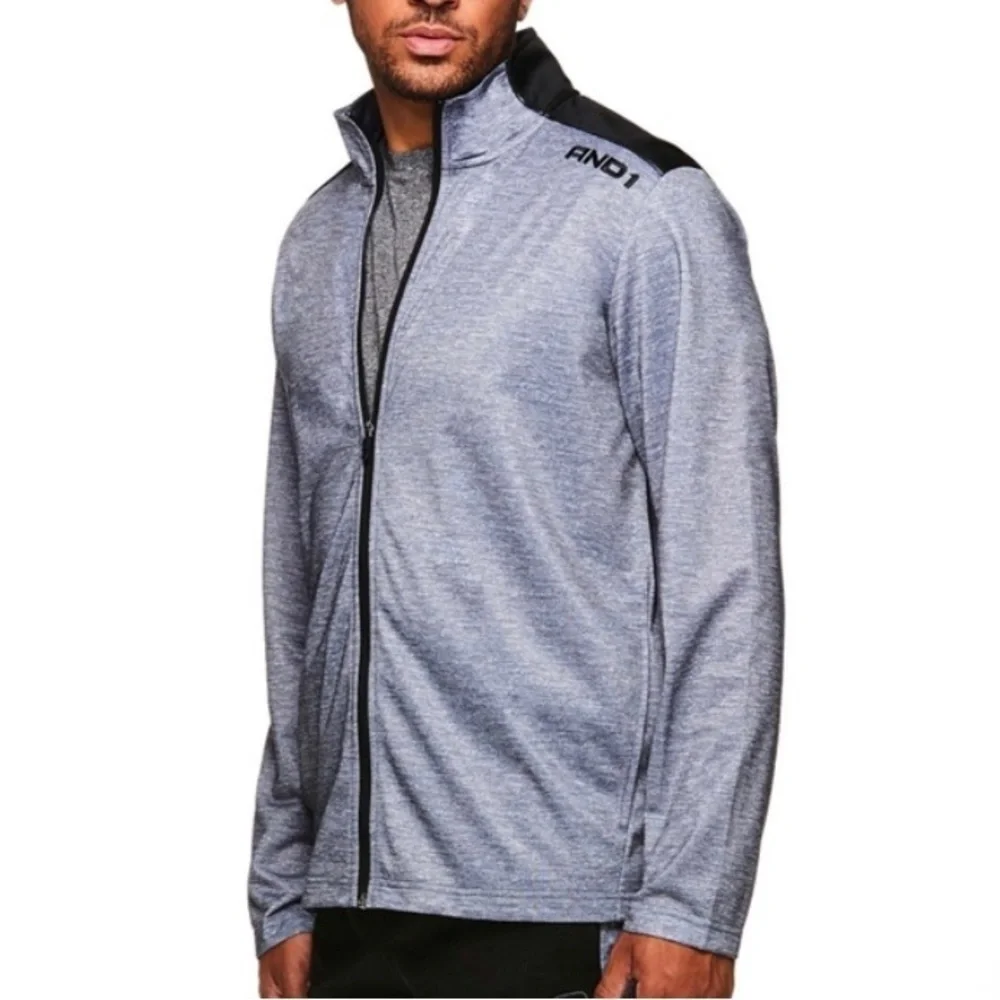 AND1/ Mens / Sleet Heather Gray/  black track jacket / Size M